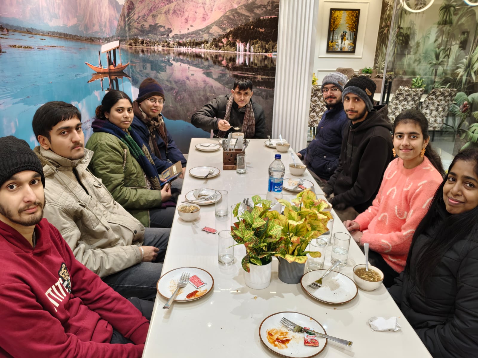 A group enjoying dinner together